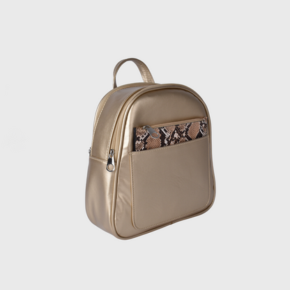 leather backpack with pocket-havana