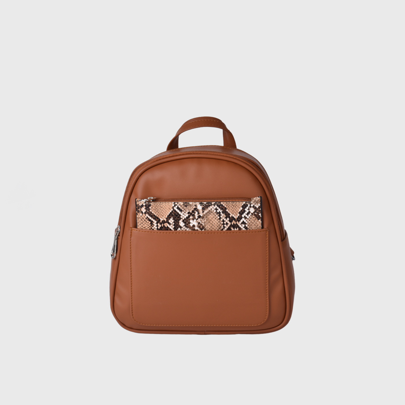 leather backpack with pocket-havana