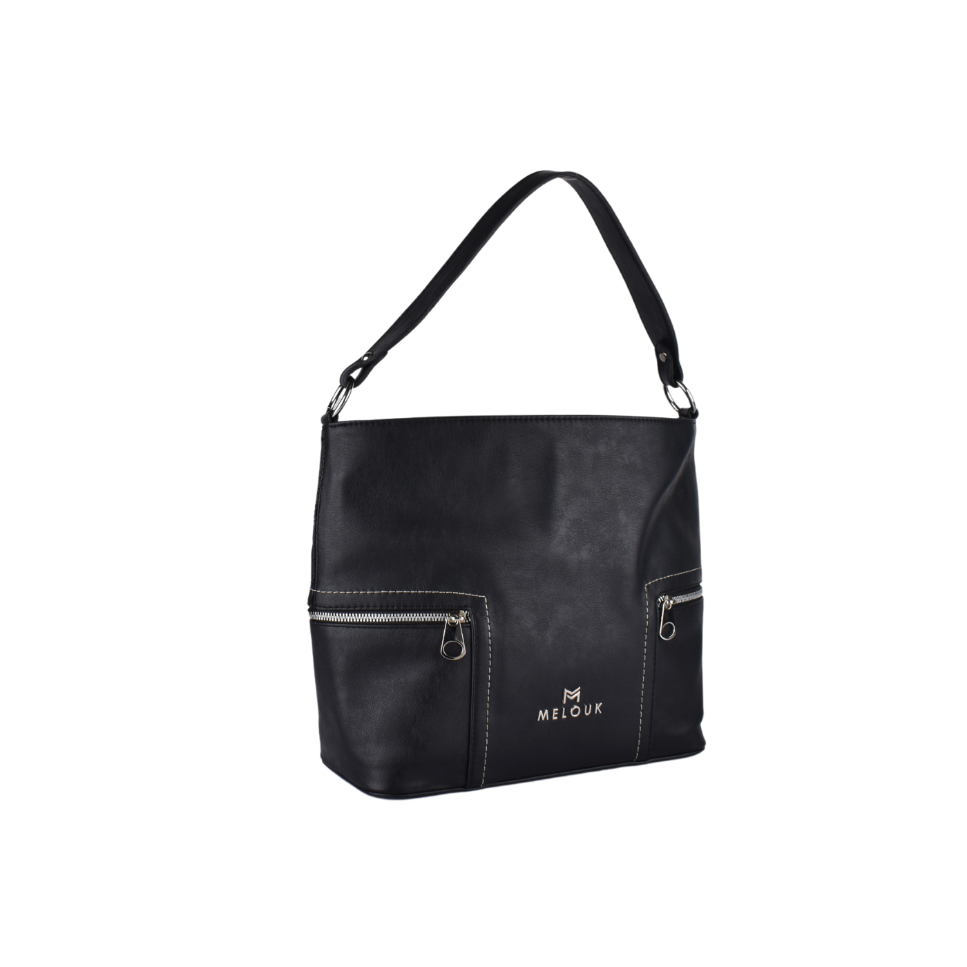 black basic shoulder bag with zipper